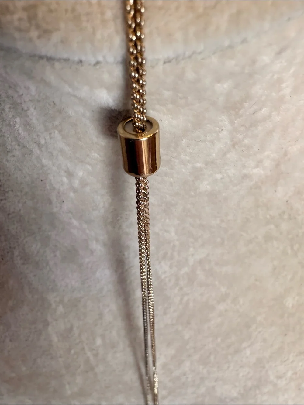 Gold Tone Bolo Y Necklace Adjustable Lariat Slider Necklace 28